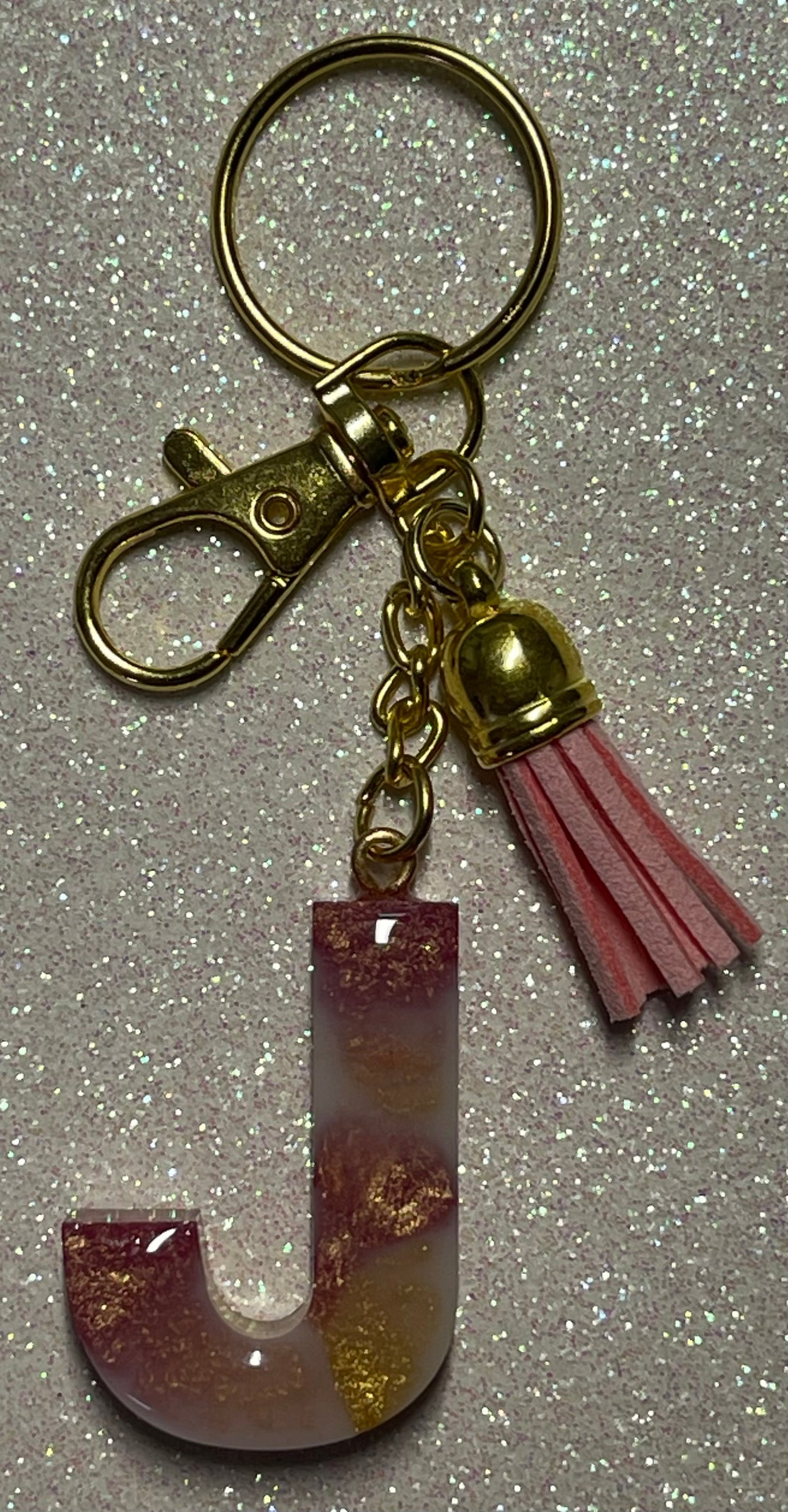 Resin Letter J Keychain