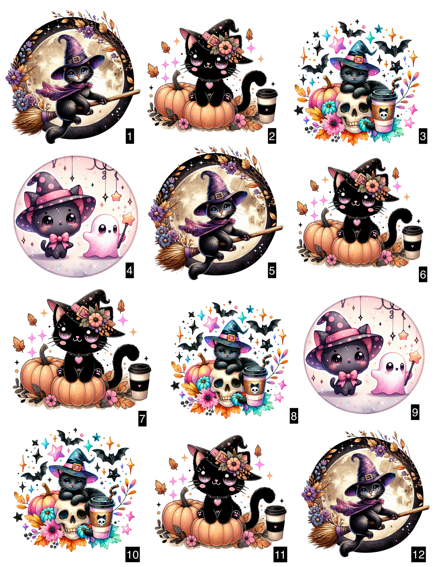 ✨Cute Spooky Cats Stickers PG2 ✨