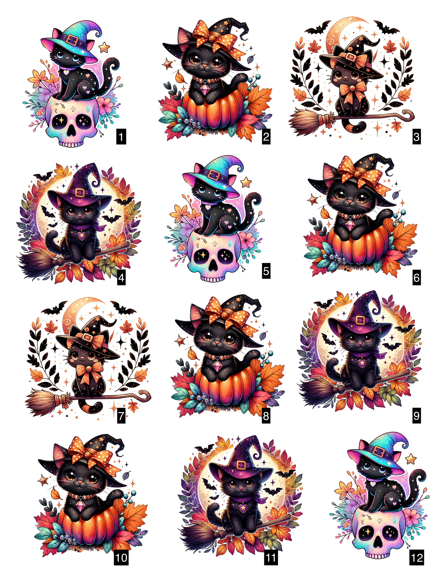 ✨Cute Spooky Cats Stickers PG3 ✨