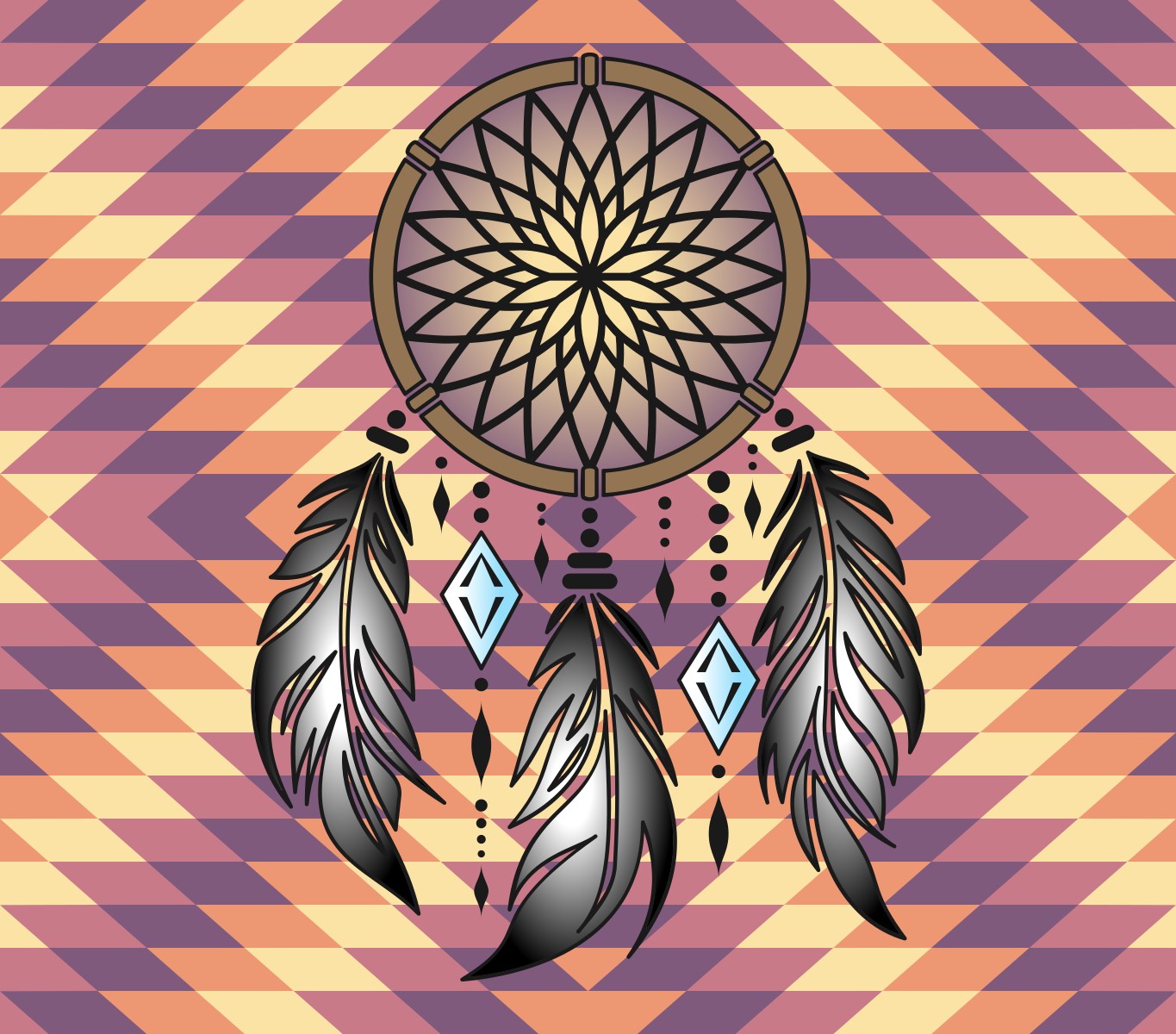 Pre-cut Southwestern (Dream Catcher 2) 20oz Skinny Template