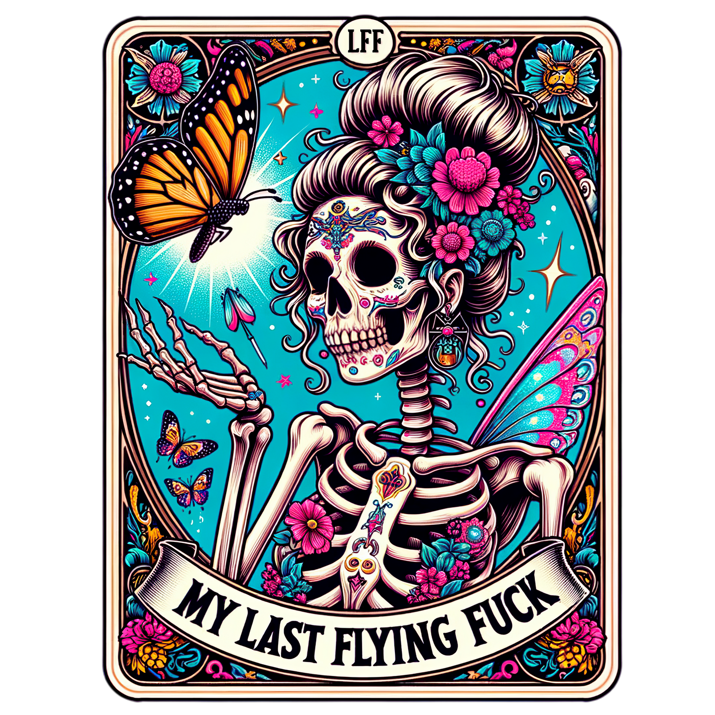 Colorful Skeleton Tarot Card - My Last Flying Fuck