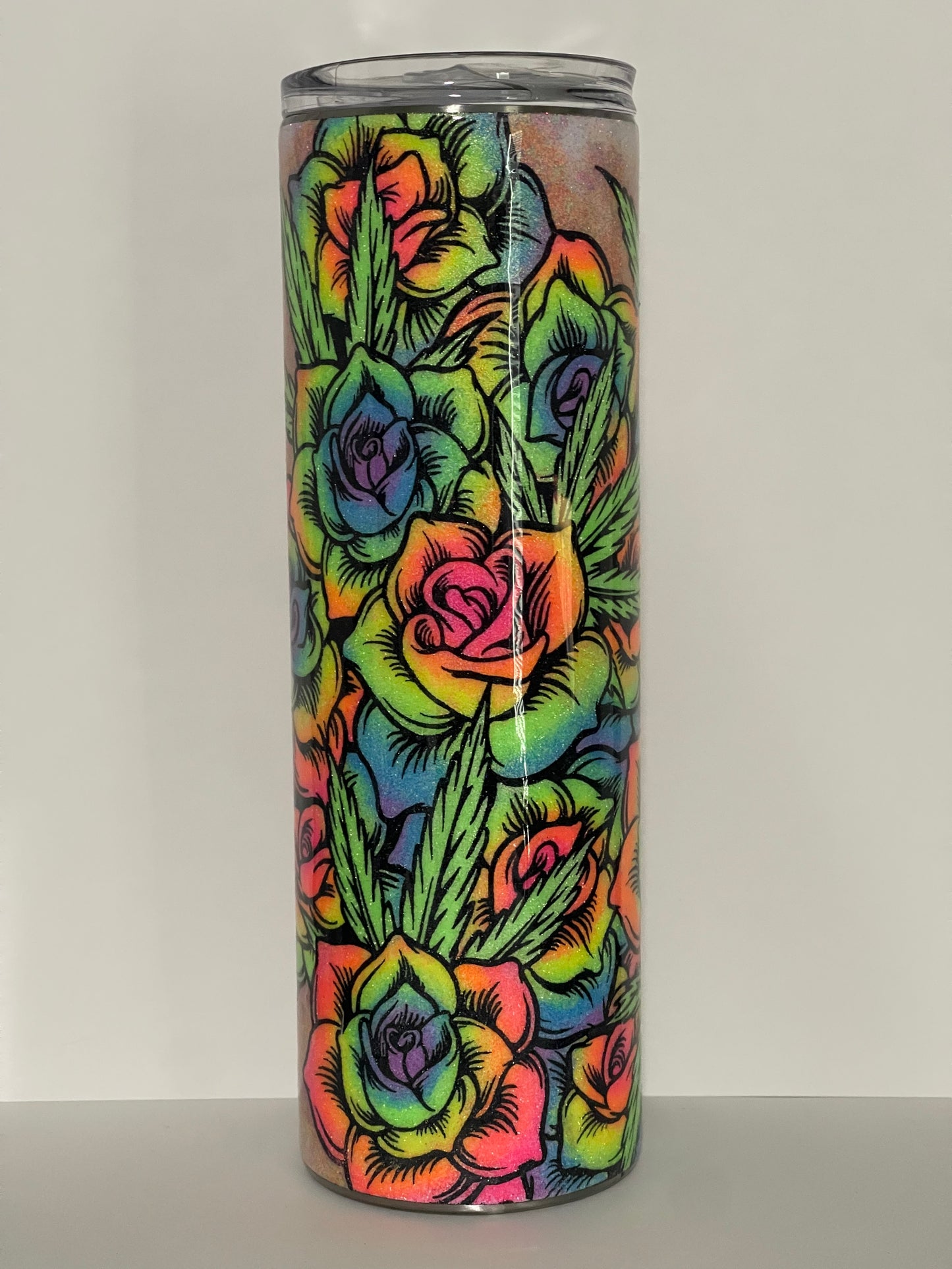 20oz Neon Roses and Leaf Tumbler