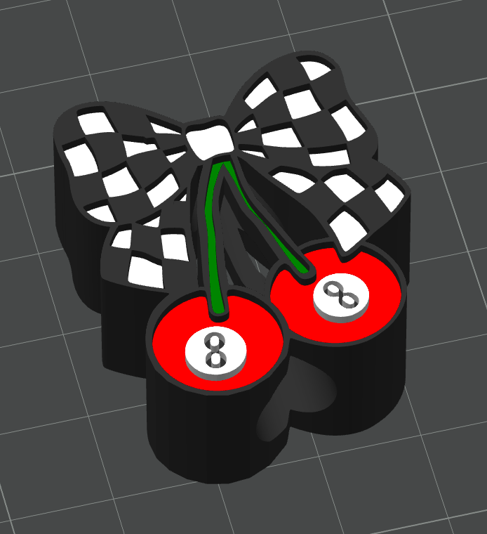 Cherry 8 Ball Checkered Bow Straw Topper