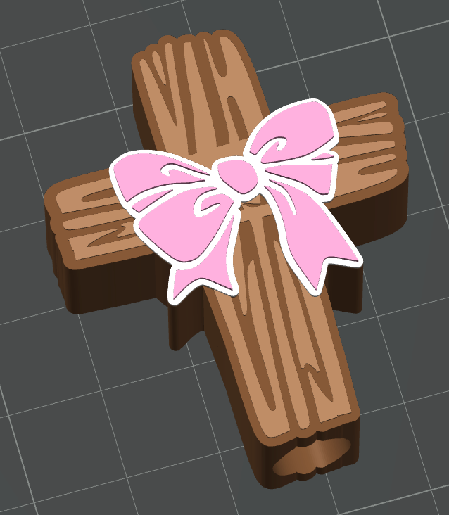 Cross with Bow Straw Topper
