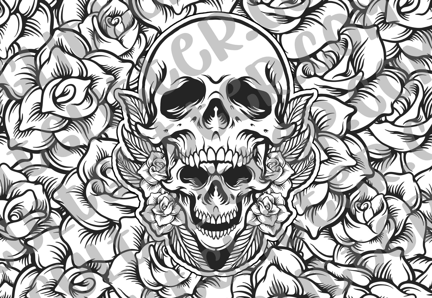 Pre-cut Skull and Roses Template