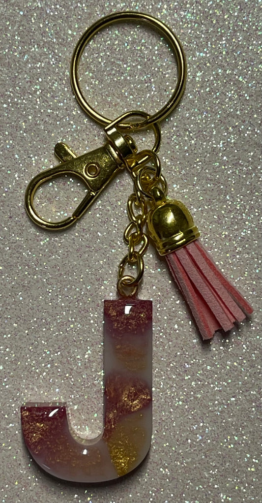 Resin Letter J Keychain