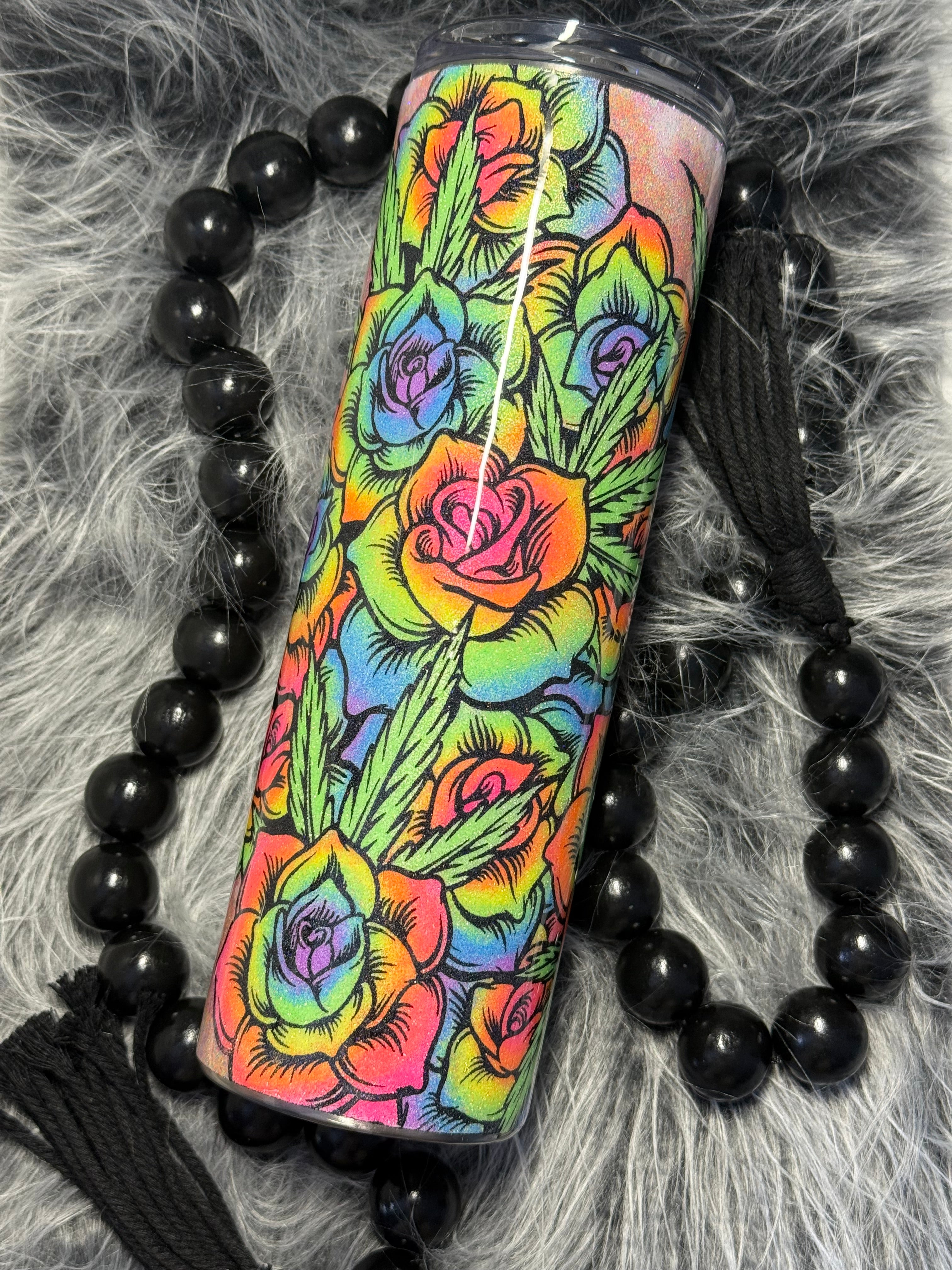 20oz Neon Roses and Leaf Tumbler