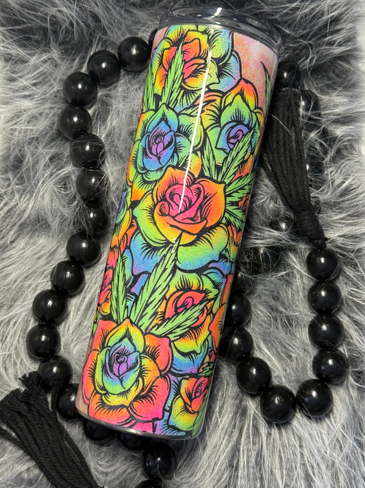 20oz Neon Roses and Leaf Tumbler