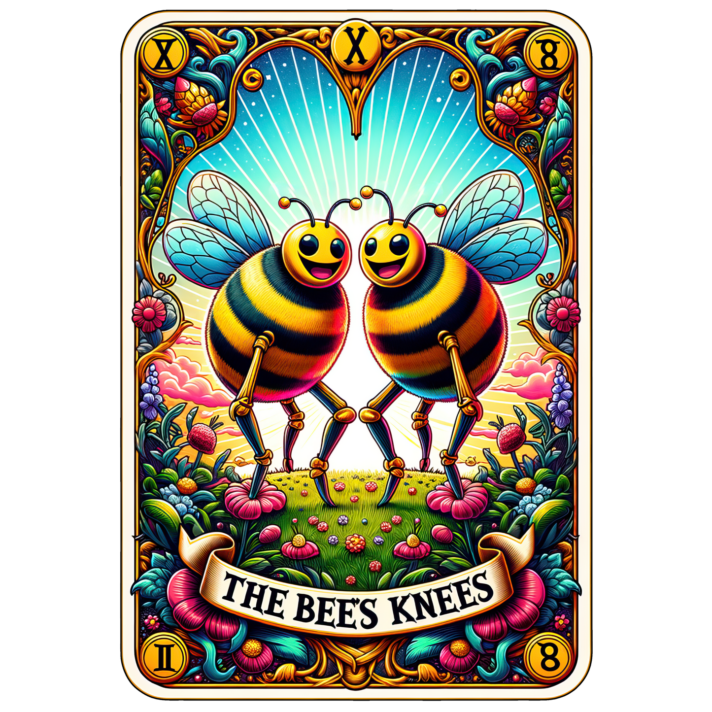 Colorful Skeleton Tarot Card - The Bees Knees