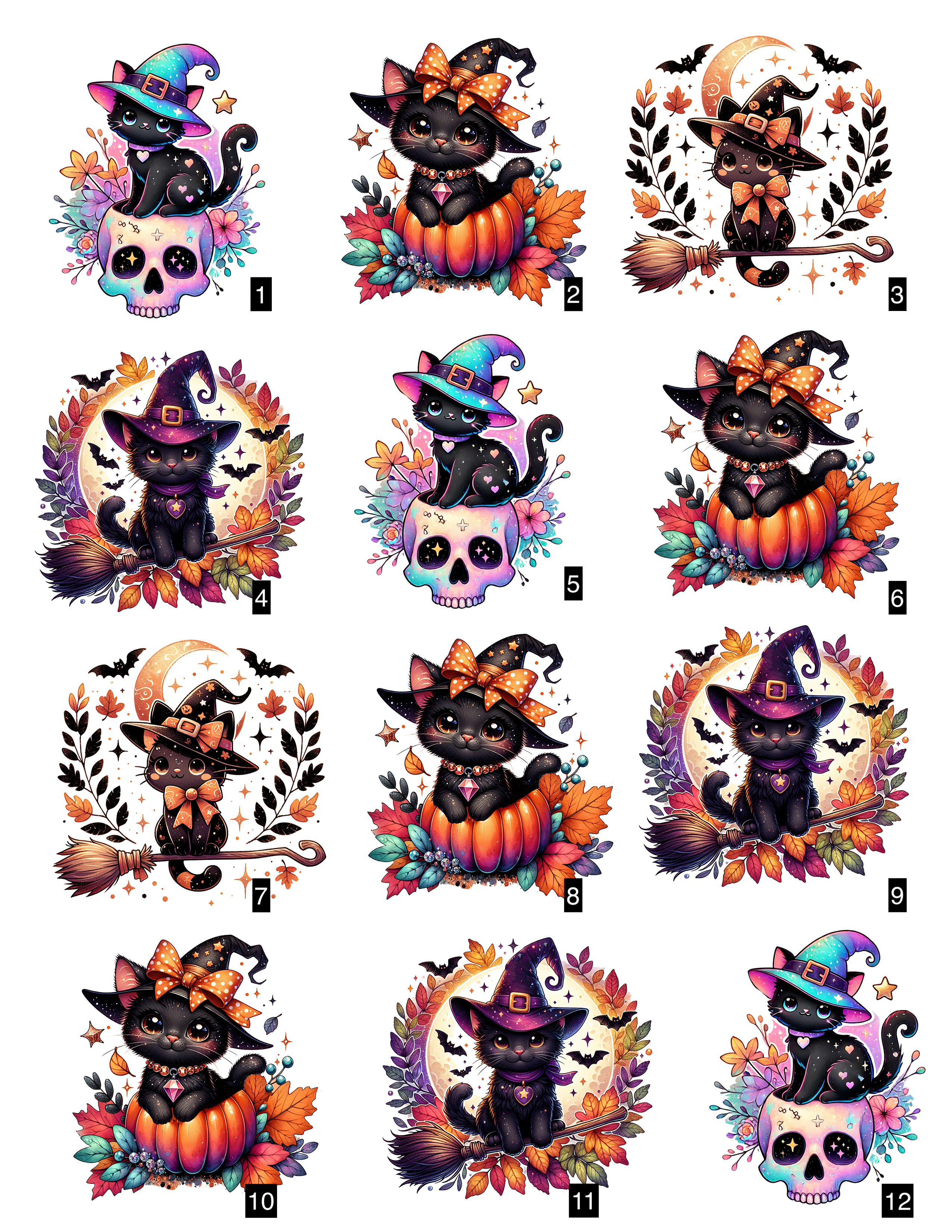 ✨Cute Spooky Cats Stickers PG3 ✨