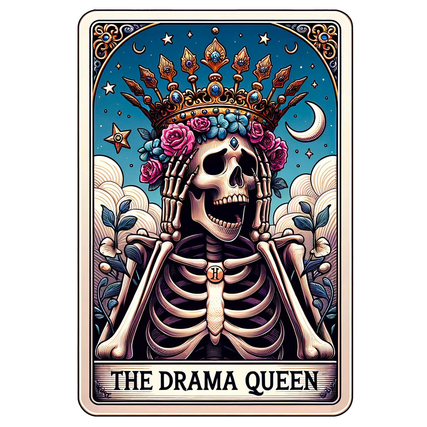 Colorful Skeleton Tarot Card - The Drama Queen