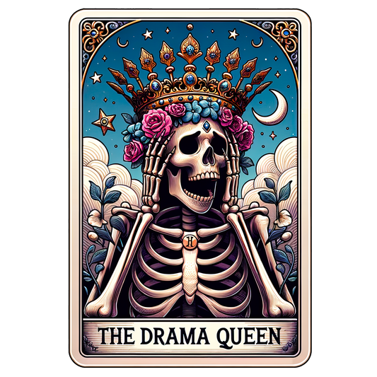 Colorful Skeleton Tarot Card - The Drama Queen