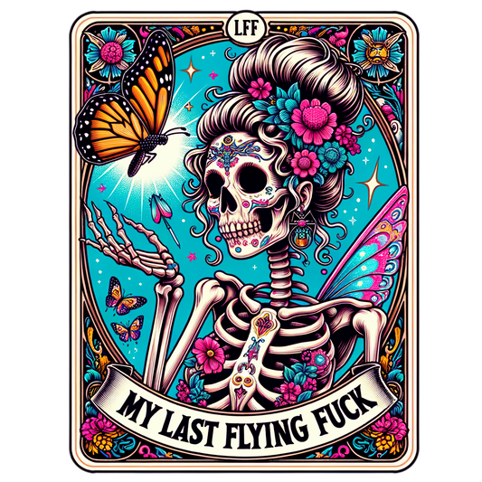 Colorful Skeleton Tarot Card - My Last Flying Fuck