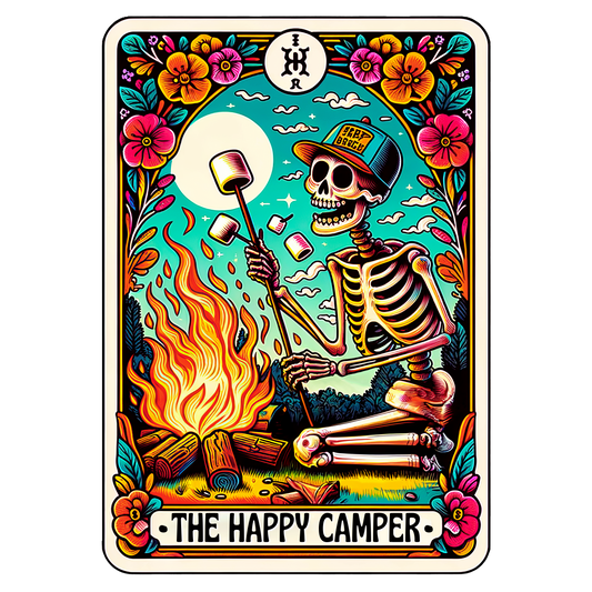 Colorful Skeleton Tarot Card - The Happy Camper