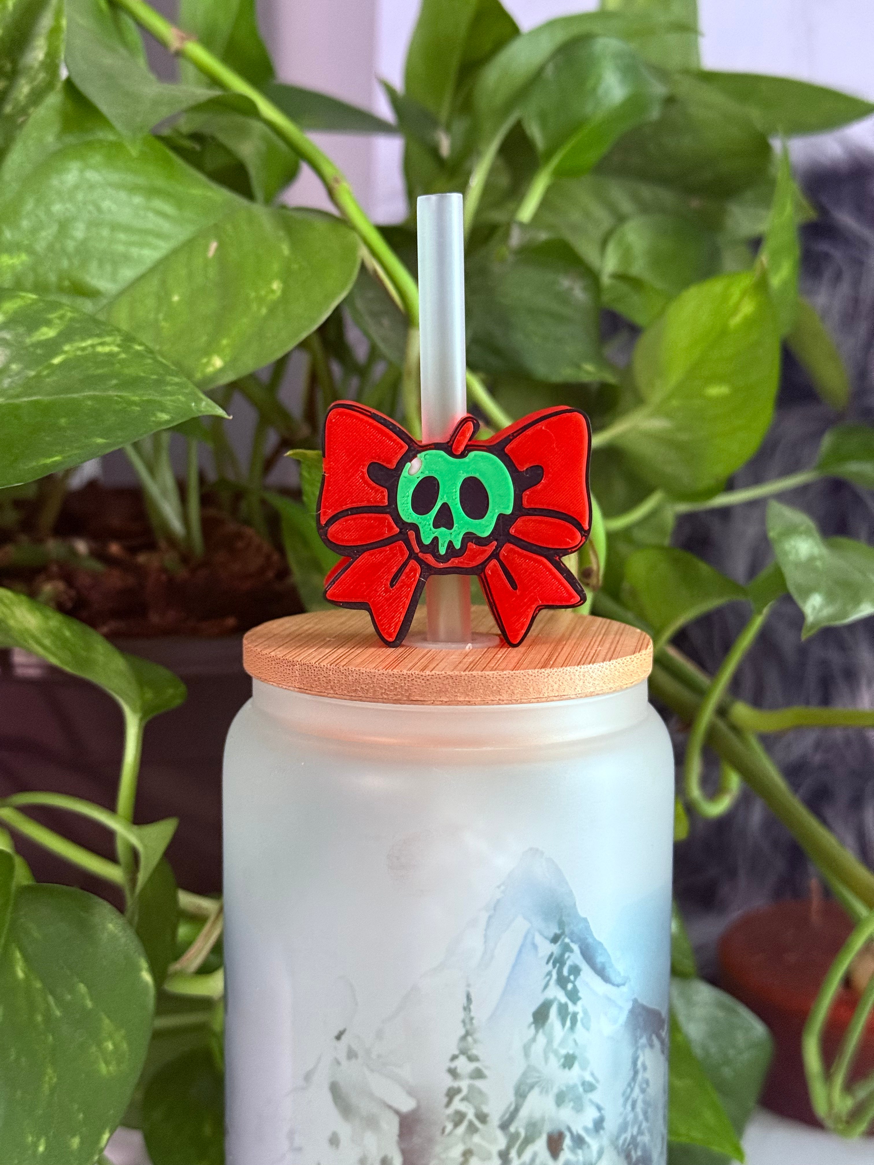 Poison Apple Bow Straw Topper