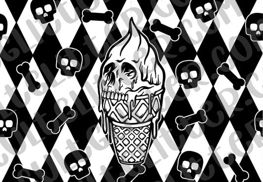 Pre-cut Ice Cream Skull Template