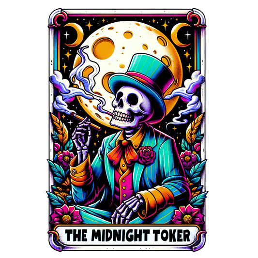 Colorful Skeleton Tarot Card - The Midnight Toker