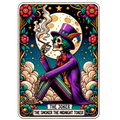Colorful Skeleton Tarot Card - The Smoker