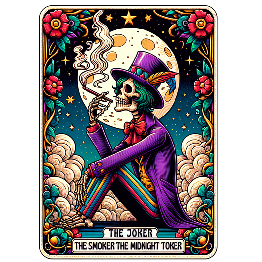 Colorful Skeleton Tarot Card - The Smoker