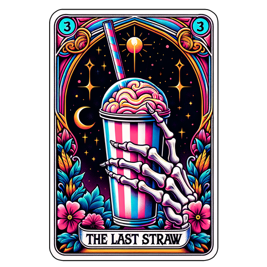 Colorful Skeleton Tarot Card - The Last Straw