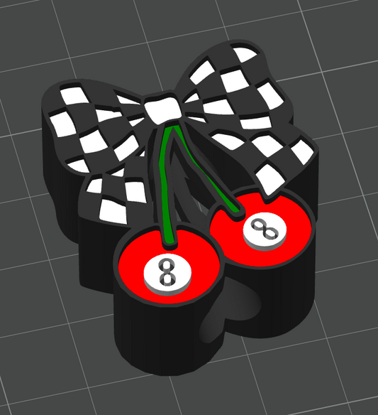 Cherry Checkered Bow Straw Topper