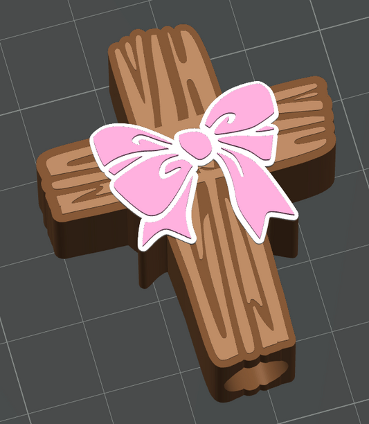 Cross with Bow Straw Topper