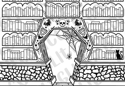 Pre-cut Spooky Library Template