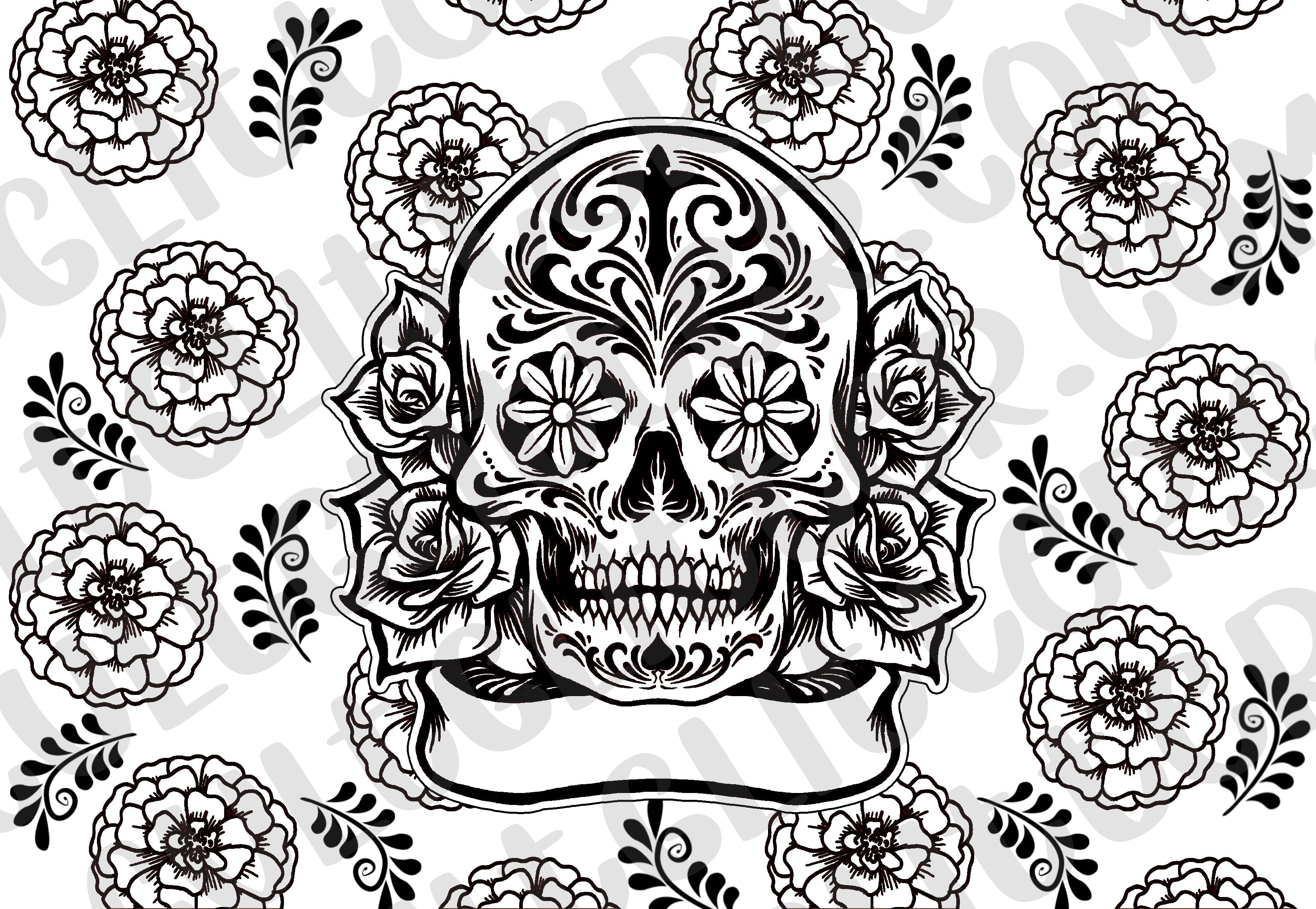 Pre-cut Sugar Skull Template